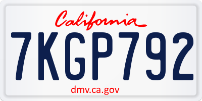 CA license plate 7KGP792
