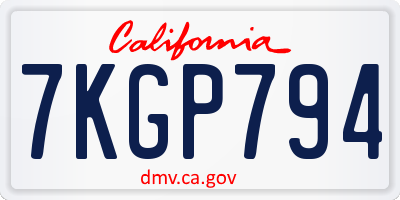 CA license plate 7KGP794