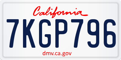 CA license plate 7KGP796