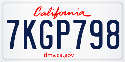 CA license plate 7KGP798