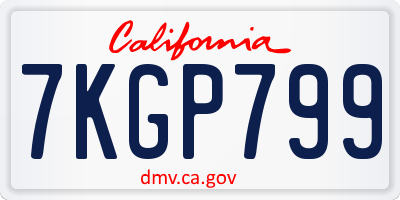 CA license plate 7KGP799
