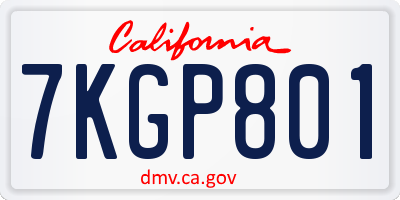 CA license plate 7KGP801