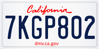 CA license plate 7KGP802