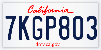 CA license plate 7KGP803
