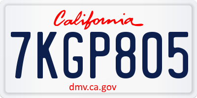 CA license plate 7KGP805