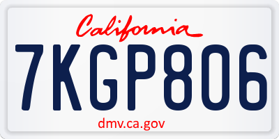CA license plate 7KGP806