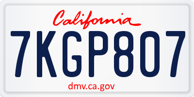 CA license plate 7KGP807