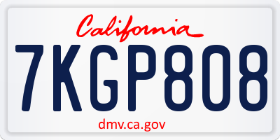 CA license plate 7KGP808