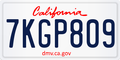 CA license plate 7KGP809