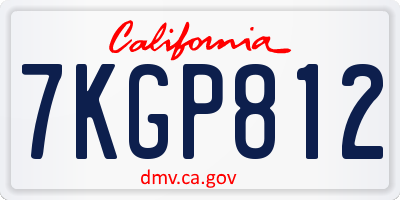 CA license plate 7KGP812