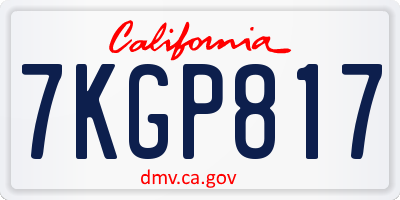 CA license plate 7KGP817