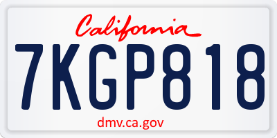 CA license plate 7KGP818
