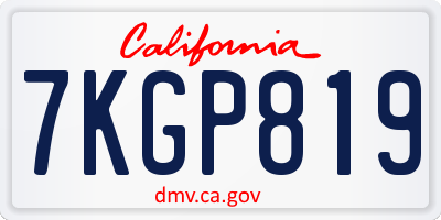 CA license plate 7KGP819