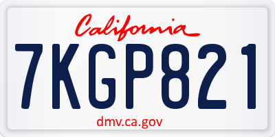 CA license plate 7KGP821