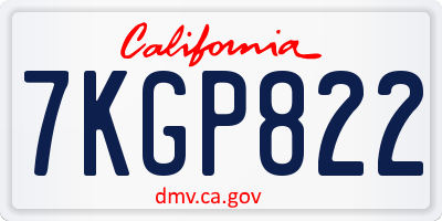 CA license plate 7KGP822