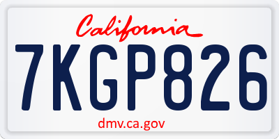 CA license plate 7KGP826