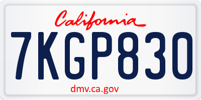 CA license plate 7KGP830