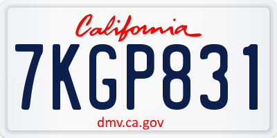 CA license plate 7KGP831