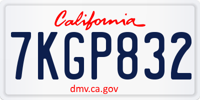 CA license plate 7KGP832