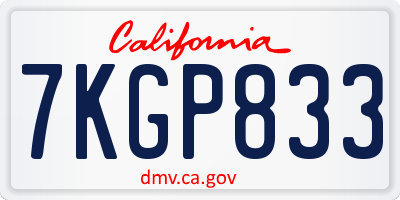 CA license plate 7KGP833
