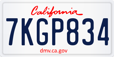 CA license plate 7KGP834