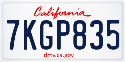 CA license plate 7KGP835