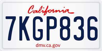 CA license plate 7KGP836