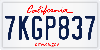 CA license plate 7KGP837