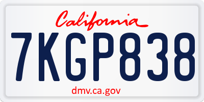 CA license plate 7KGP838