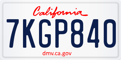 CA license plate 7KGP840