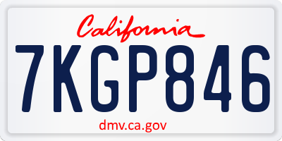 CA license plate 7KGP846