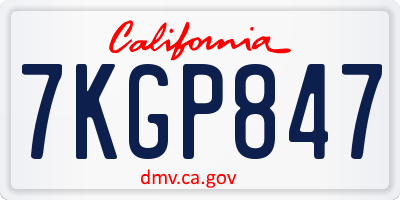 CA license plate 7KGP847