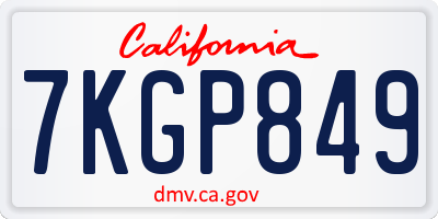 CA license plate 7KGP849