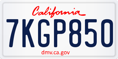 CA license plate 7KGP850