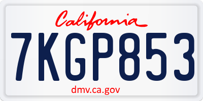 CA license plate 7KGP853