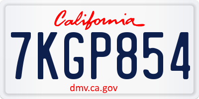 CA license plate 7KGP854