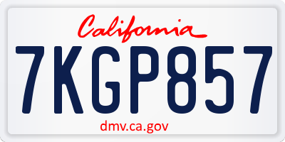 CA license plate 7KGP857