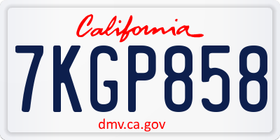 CA license plate 7KGP858