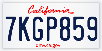 CA license plate 7KGP859