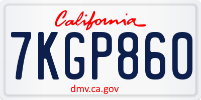 CA license plate 7KGP860