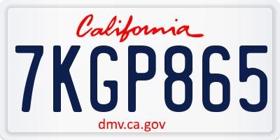 CA license plate 7KGP865