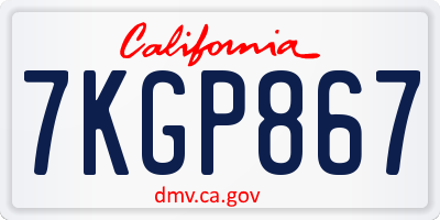 CA license plate 7KGP867