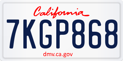 CA license plate 7KGP868
