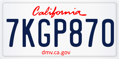 CA license plate 7KGP870