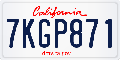 CA license plate 7KGP871