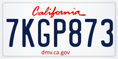 CA license plate 7KGP873