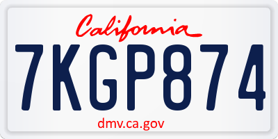 CA license plate 7KGP874