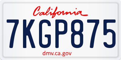 CA license plate 7KGP875