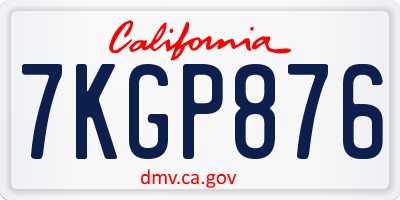 CA license plate 7KGP876