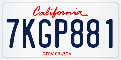 CA license plate 7KGP881